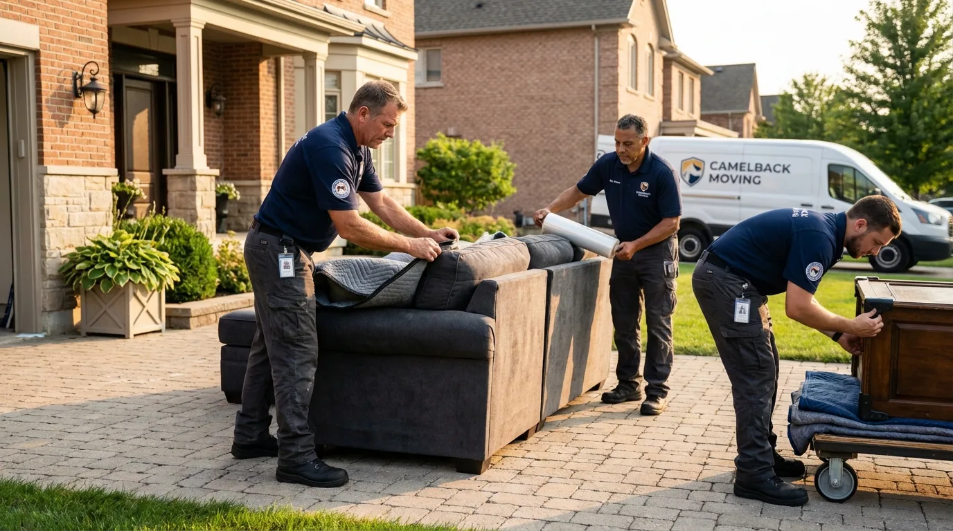 Large estate moving crew wrapping furniture in Benjamin, TX